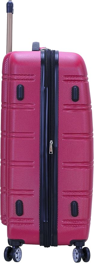 Rockland Melbourne Hardside Expandable Spinner Wheel Luggage, Checked Large 28", Magenta