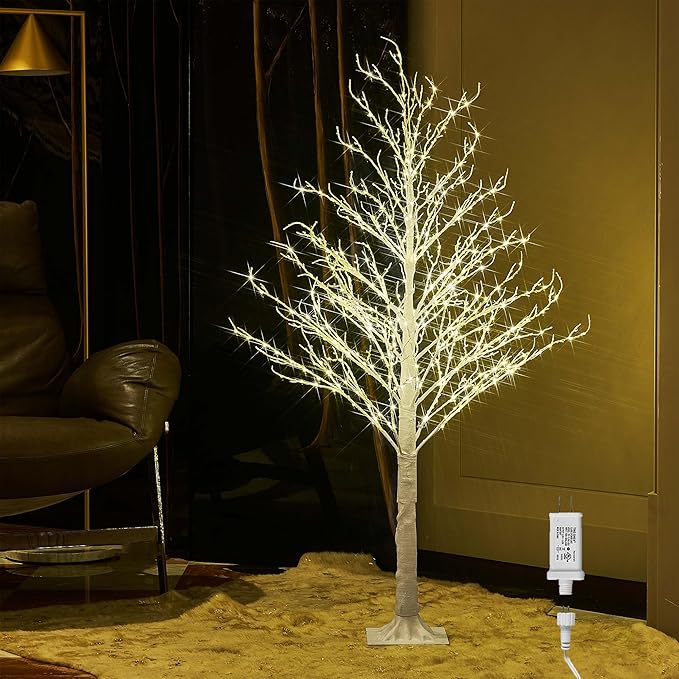 LITBLOOM Lighted White Tree Plug in 430 LED Fairy Lights 4FT, Twig Tree with Lights for Indoor Outdoor Home Room Christmas Easter Decoration