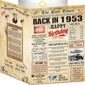 73rd Birthday Cards for Men & Women - Back In 1953 Newspaper (Bday Card + Envelope) Large HAPPY BIRTHDAY Decorations for Her Him Vintage Funny card for Wife Husband & Grandparents 73 years