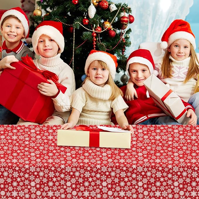 6 Pack Christmas Snowflake Tablecloth Disposable Plastic Tablecloth Table Cover for Christmas Party Decoration Supplies 54 x 108 Inches (Snowflake)
