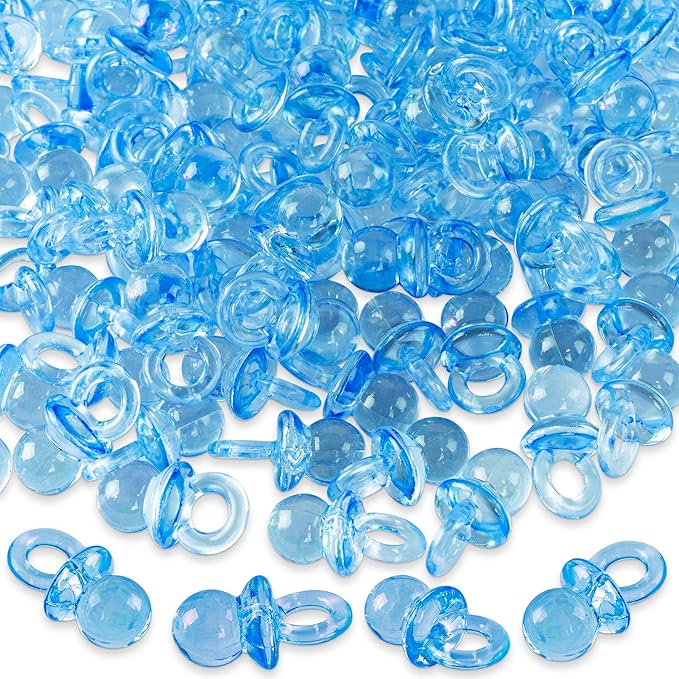 Super Z Outlet Mini Acrylic Baby Pacifiers for Baby Shower Decorations, Table Scatter, Party Favors, Games & Activities - 144 Pieces(Blue)
