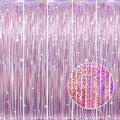 GOER 3.2 ft x 9.8 ft Metallic Tinsel Foil Fringe Curtains Party Photo Backdrop Party Streamers for Birthday,Graduation,New Year Eve Decorations Wedding Decor(5 Packs,Laser Pink)