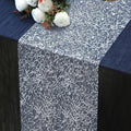 Snowkingdom 20Ft Silver Table Runner, Sparkly Foil Mesh Crackle Metallic Glitter Table Runner, Silver Dining Centerpieces Decorations for Wedding Birthday Christmas Holiday Party Decor 240Inch