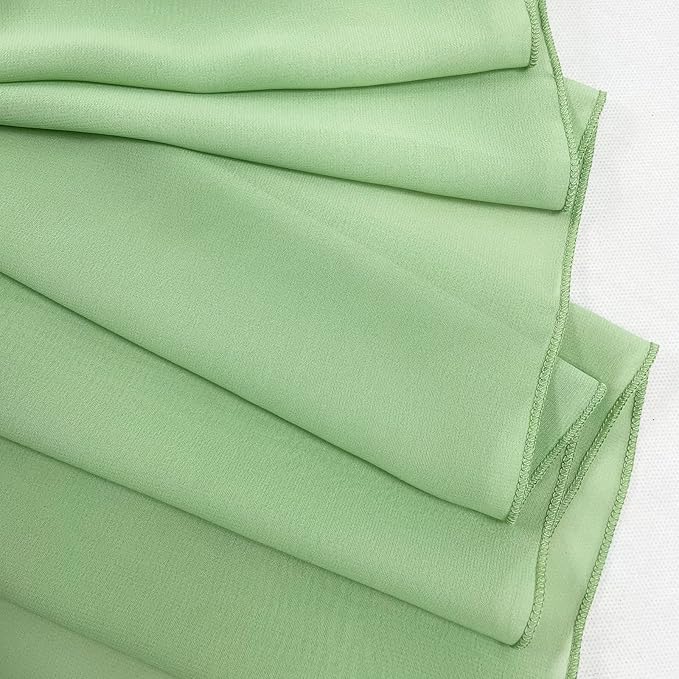 Sheer Chiffon Backdrop Curtains 10ft x 10ft(5ft x 2Panels)， Chiffon Fabric Drapes for Wedding, Long Sheer Curtain for Living Room, Arch Party Stage Decoration(Sage Green, 120 x 120 Inch)