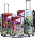 Hardshell Luggage Sets, Lightweight Wave Suitcases with Spinner Wheels, Coffee Tower