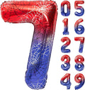 40 Inch Red and Blue Spider Theme Large Number 7 Balloon Giant Foil Birthday Balloons for Spider Theme Party Boy or Girl 7th Birthday Wedding Anniversary Baby Shower Party Decorations