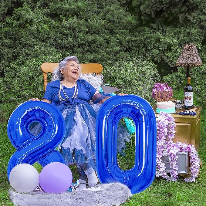 Number Balloons Navy Blue Balloons - Giant Number 80 Balloon, Blue 80th Number Balloon Birthday Decorations for Men