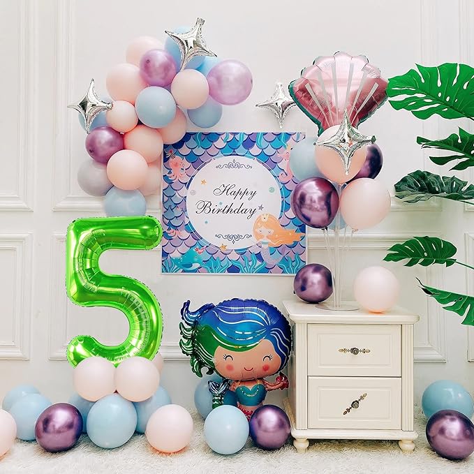 Smlpuame 40 inch Number Balloon 0-9 Green Large Number 5 Balloons,Digital Balloons for Birthday Party Celebration Decorations Supplies, Helium Foil Number Balloons for Wedding Anniversary