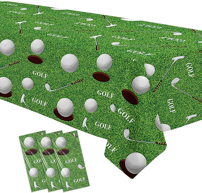 Golf Party Decorations Tablecloth, 3Pcs Disposable Golf Birthday Party Tablecover Supplies, Golf Table Decorations for Golf Lover Baby Shower 1st 2nd Birthday, 55in x 86in