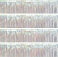 4 Packs Foil Fringe Garland Tinsel Streamers Shiny Wall Hanging Birthday Banner Backdrop for Graduation Wedding Anniversary Celebration Happy Birthday Party Decorations Glitter Silver