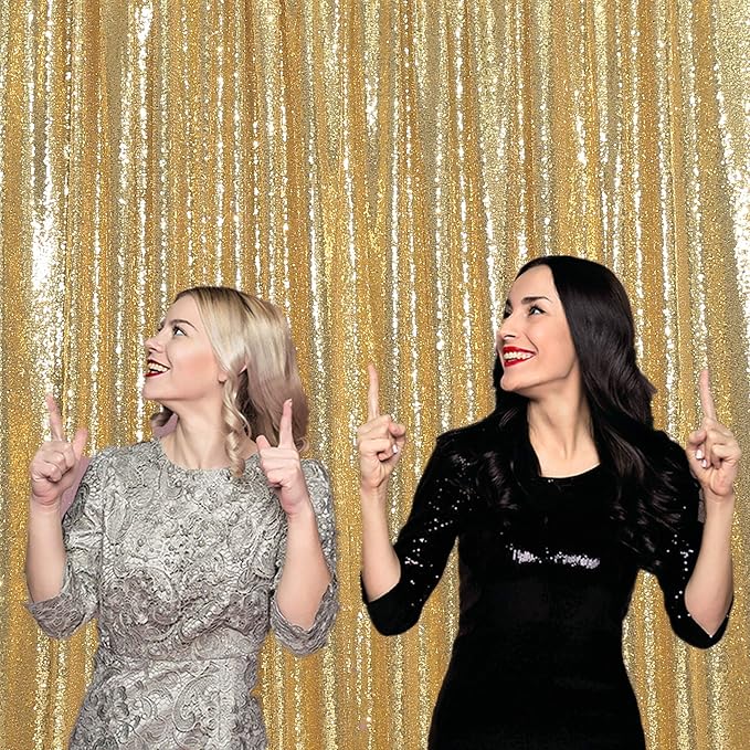 Juya Delight 10ft x 10ft New Gold Sequin Photography Backdrop Curtain for Party Banquet Festival Wedding Anniversary Exhibition