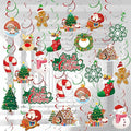 61 Pcs Christmas Hanging Swirls Decorations, Xmas Hanging Decorations Snowman Elk Foil Swirls for Christmas Party Decorations