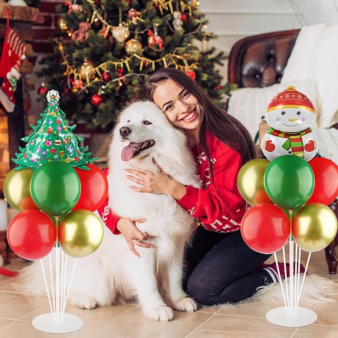 6 Set Christmas Balloon Table Centerpiece kit with Gift Box Santa Claus Foil Balloon Centerpiece Balloon Centerpiece for Tables Balloon Holder Decoration for Xmas Holiday Birthday Party New Year Decor