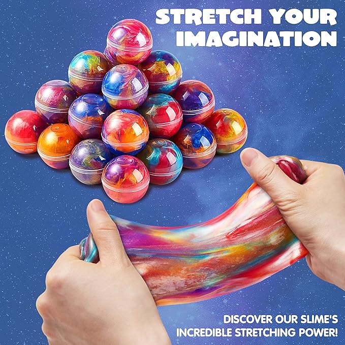JOYIN Easter Slime Party Favors, 36 Pack Galaxy Slime Ball- Stretchy, Non-Sticky, Mess-Free, Stress Relief, and Safe - Toys for Girls and Boys - Classroom Reward, Party Supplies, Valentines