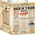 77th Birthday Cards for Men & Women - Back In 1949 Newspaper (Bday Card + Envelope) Large HAPPY BIRTHDAY Decorations for Her Him Vintage Funny card for Wife Husband & Grandparents 77 years