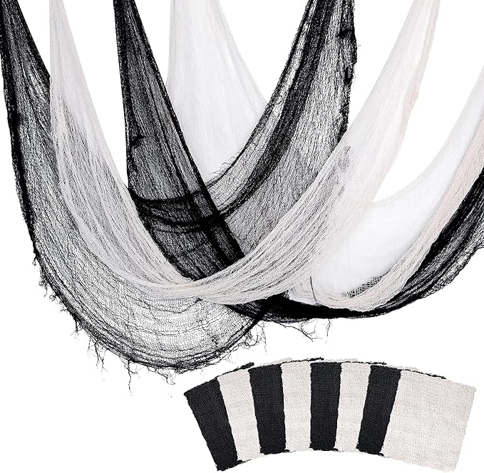 Watayo 8 Pack Halloween Creepy Cloth, 72 x 30 Inch Scary Spooky Fabric Cloth, Halloween Stretch Spider Web Weave Creepy Gauze for Party Haunted House Decor