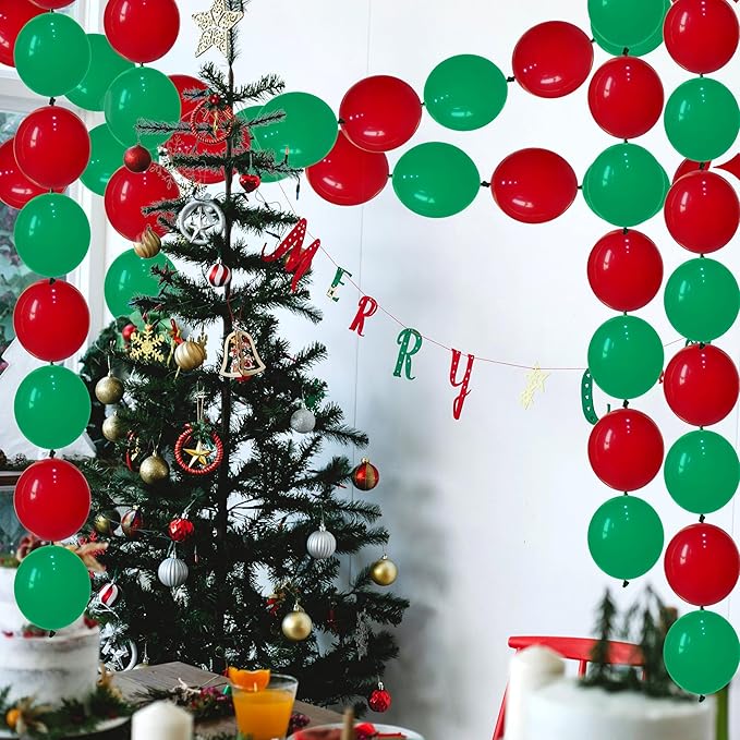 IN-JOOYAA Red and Green Link Balloons 6 Inch 100 Pcs Quick Link Balloon for Christmas, Party Favor Decoration