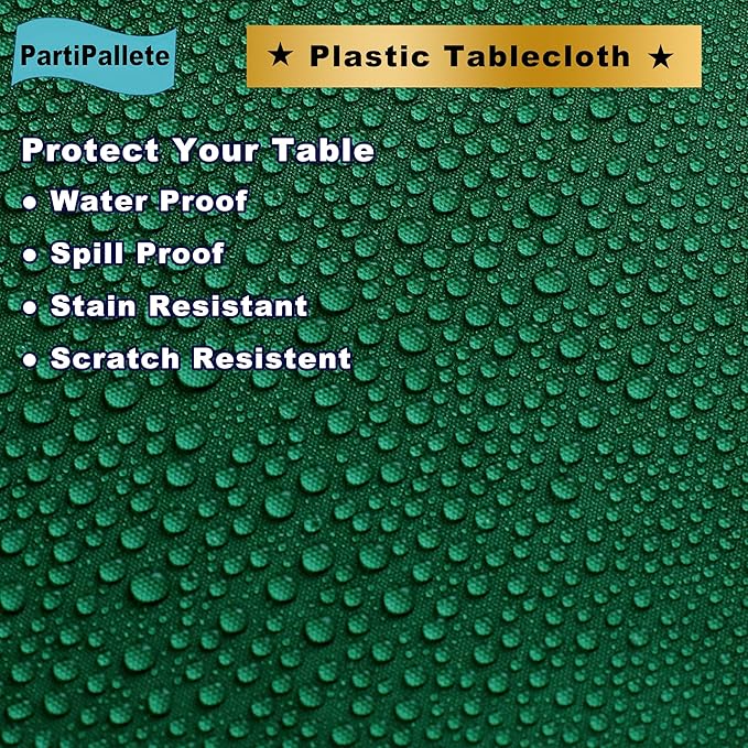 3-Pack Premium Plastic Dark Forest Green Tablecloth Disposable 54 x 108 Inch. Rectangle Table Cover Party Hunter Jungle Green Table Cloths for Parties Birthday Wedding Christmas Banquet