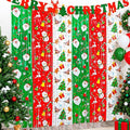 3 Pack Printed Christmas Foil Fringe Curtains, Red Green Tinsel Backdrop with Santa & Reindeer Patterns - Photo Booth Props for Ugly Sweater Party, Christmas in July & Winter Holiday Decor