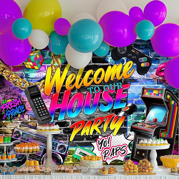 Imirell Hip Hop Graffiti Backdrop 7Wx5H Feet Retro Brick Wall Music Rock Punk 80s 90s House Party Photography Backgrounds Photo Shoot Decor Props Decoration Polyester Fabric