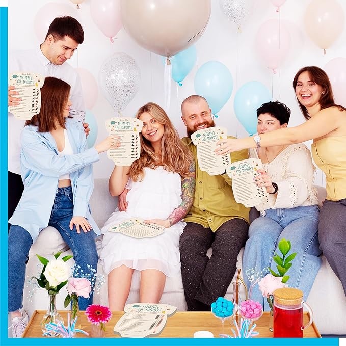 55PCS Baby Shower Games, Guess Who Mommy or Daddy Game Cards Fun Baby Shower Party Supplies-Gender Neutral for Girls or Boys