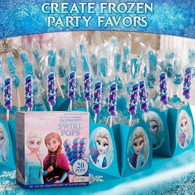 Frozen Lollipops Swirl 20pk- FrozenCandy For Frozen Party Favors & Elsa Birthday Party Decorations - Elsa And Anna Themed Princess Birthday Decorations - Disney Princess PartyFavors