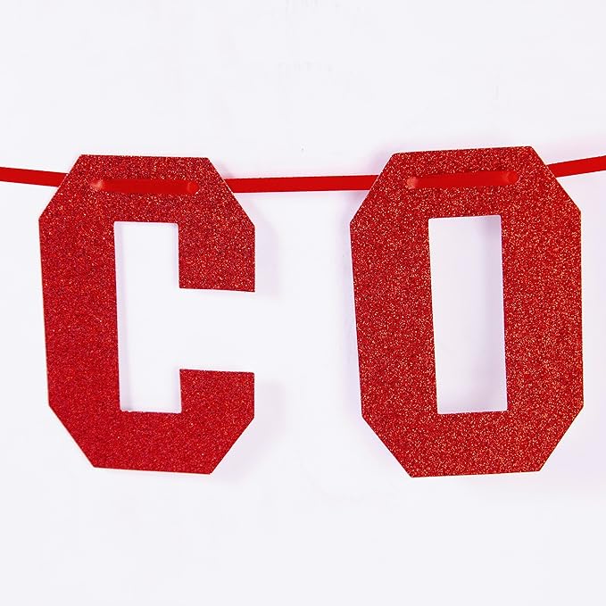 Gexolenu Red Class of 2025 Graduation Theme Party Decoration Banner, Congrats Grad Banner, Black Glitter Graduation Banner, 2026 Black Congratulations Grad Party Decorations