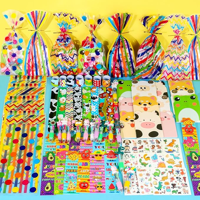 Party Favors for Kids, Birthday Goodie Bags with Multicolor Pen Mini Notebooks Return Gifts for Classroom Students Class Rewards Prizes