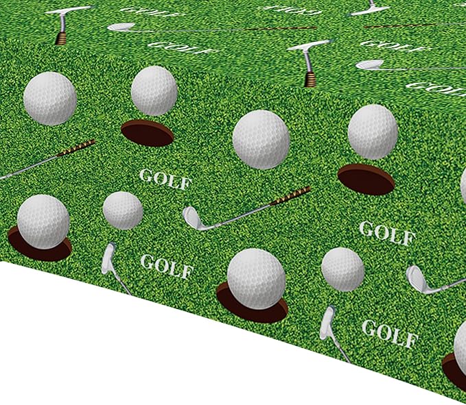 Golf Party Decorations Tablecloth, 3Pcs Disposable Golf Birthday Party Tablecover Supplies, Golf Table Decorations for Golf Lover Baby Shower 1st 2nd Birthday, 55in x 86in
