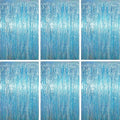 3.3 x 6.6 ft Foil Fringe Backdrop Curtains, Tinsel Streamers Party Decorations, Fringe Backdrop for Birthday, Baby Shower, Gender Reveal, Graduation (6, Light Blue)