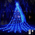 WBao 344 LED Christmas Lights Outdoor Decorations with 12" Star Topper, 11.9ft Waterfall Christmas Lights, Remote Control 8 Modes, 3 Timers, UL Listed Waterproof for Tree Roof Porch Xmas Decor, Blue