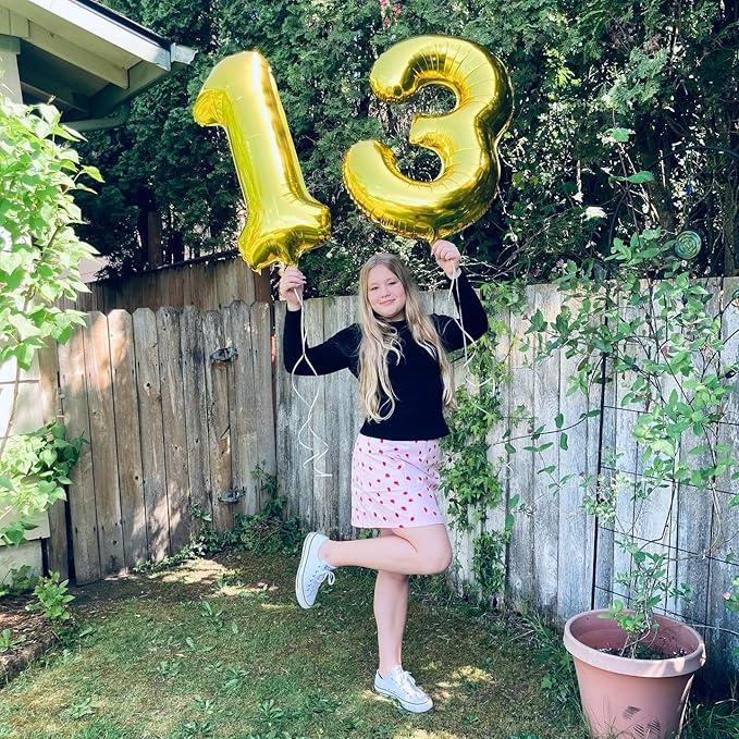 Numbers Balloon 3, 40 Inch Large Gold Balloon for Three Year Old Birthday Decor, 3 13 30 31 Birthday Party Decorations for Wedding Supplies