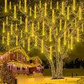 Christmas Lights Outdoor, Meteor Shower Falling 12 inch 8 Tubes Icicle Snow Raindrop Lights for Xmas Tree Holiday Party Decoration, UL Plug, Wram White