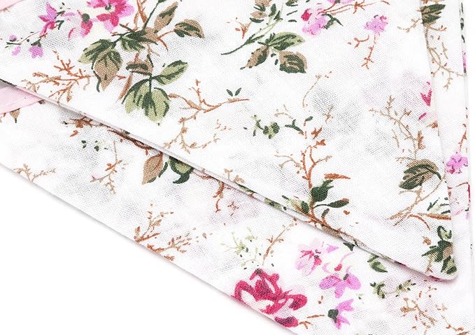 LOVENJOY Pink Floral 100% Cotton Bunting Banner for Girls Shabby Chic Wedding Birthday Decoration