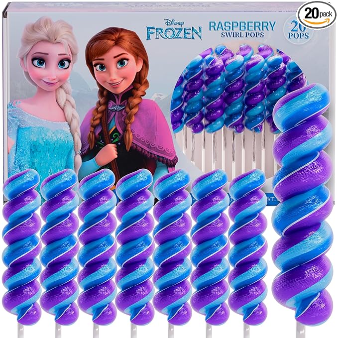 Frozen Lollipops Swirl 20pk- FrozenCandy For Frozen Party Favors & Elsa Birthday Party Decorations - Elsa And Anna Themed Princess Birthday Decorations - Disney Princess PartyFavors