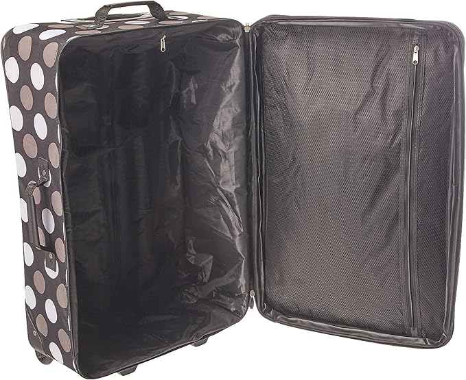 Rockland Fashion Softside 4 Piece Luggage Set, Expandable, (14" Tote/19"/24"/28"), Black Dot