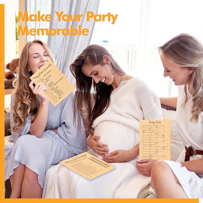 Baby Shower Game Set, Gender Neutral Bingo Game/Guess Who Mommy or Daddy/Word Scramble/Baby Trivia Fact Cards for Guest, Bridal Wedding Shower