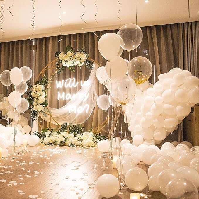 ASIYUHY White Balloons 100 Pack 12 Inch White Latex Party Balloons with 2 Rolls of Ribbon Helium Balloons for Wedding Birthday Party Baby Shower Engagement Anniversary Decorations