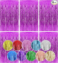 Homiest 6 Pack Hot Pink Tinsel Backdrop, 3.3x6.6 FT Metallic Tinsel Foil Fringe Curtains Party Decorations, Birthday Door Streamers for Baby Shower Wedding, Photo Booth Props Background Wall Decor