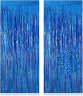 2 Pack Fringe Curtains Backdrops, Foil Fringe Curtains, Door Streamers for Birthday Wedding Bridal Shower Holiday Graduation Party Decorations, Photo Booth Backdrops, Glitter Blue