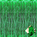4 Pack 3.3Ft x 6.6Ft Green Foil Fringe Curtain Backdrop, Metallic Tinsel Foil Fringe Streamers Curtains Background for Photo Booth, Birthday, Wedding, Halloween, Christmas Party Decoration