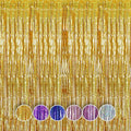 QRabbit 4 Pack Foil Fringe Curtains, Gold Metallic Tinsel Party Streamers Curtains, Backdrop Curtain for Birthday Graduation Engagement Wedding Bachelorette Baby Shower Party Decorations