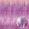 6 Pack Pink Foil Fringe Curtains Backdrop, 3.28 x 8.2 Ft Metallic Streamers Tinsel Curtains Background for Photo Booth, Birthday, Christmas, Halloween, Thanksgiving, New Year Party Decorations