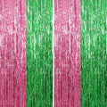 KatchOn, XtraLarge Green and Pink Fringe Backdrop, Pack of 2 - Streamer Backdrop for Flamingo, One in A Melon Party Decorations | Pink and Green Party Decorations | Princess Birthday Decorations