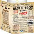 74th Birthday Cards for Men & Women - Back In 1952 Newspaper (Bday Card + Envelope) Large HAPPY BIRTHDAY Decorations for Her Him Vintage Funny card for Wife Husband & Grandparents 74 years