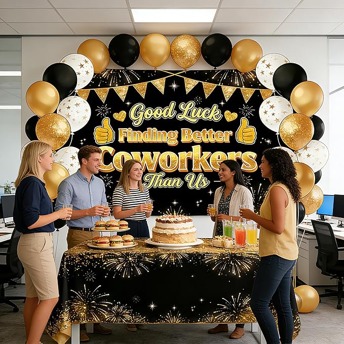 Good Luck Finding Better Coworkers Than Us Banner, 72x43 Inch Extra Large Farewell Decorations Party Backdrop, Coworker Leaving Moving Away Party Decorations, Reinforced Polyester Fabric with 20ft Rope for Office Goodbye Event