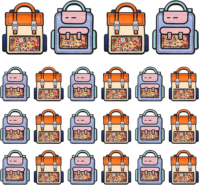 Lati 24PCS Birthday Party Favors Goodie Bags - Cartoon Style Durable Plastics Gift with Handles for Candy Treats,Events (Classroom Bags,Small)
