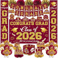 2026 Graduation Decorations - Red Congrats Grad Party Supplies include Card Box, Backdrop, Banner and Balloons for Class of 2026 Decorations Set