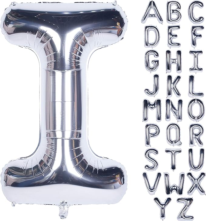 Letter Balloons 40 Inch Giant Jumbo Helium Foil Mylar for Party Decorations Silver I