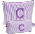 Cute Stuff for Teen Girls Gifts - 2 Piece Set Makeup Bags, Custom Makeup Organizer Pouch for Travel, 6-12 Year Old Girl Birthday Gifts, Travel Essentials for Women, Purple C